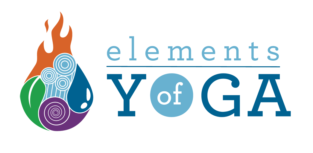 A green background with the words element of yoga written in blue.