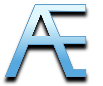 A blue letter e with the letters a and e