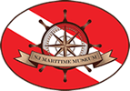 A red and white flag with a boat wheel in the center.