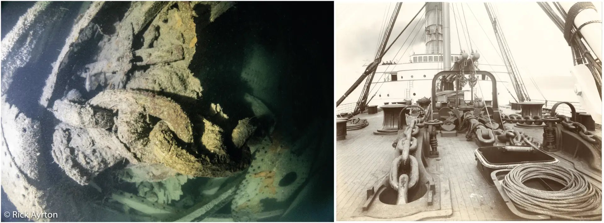 Side-by-side comparison of <i>Lusitania’s</i> anchor chain.