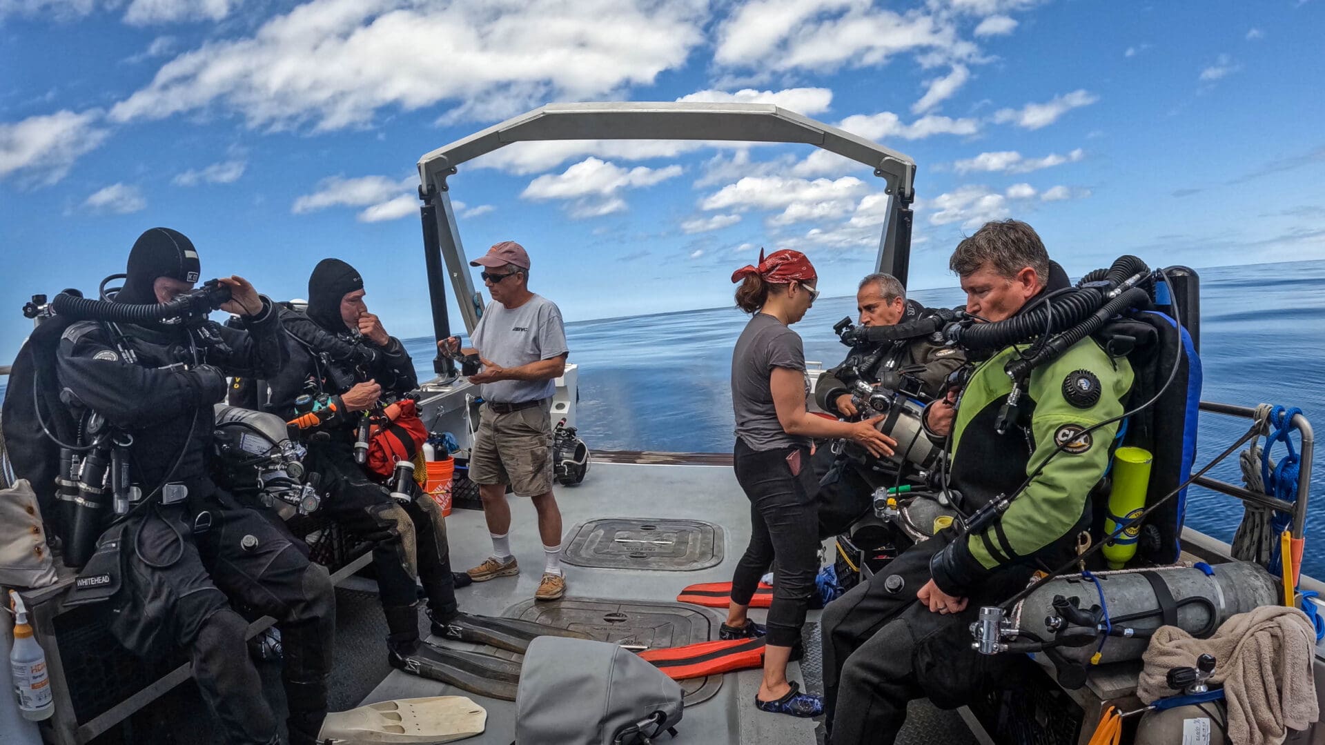 Members of the 2024 expedition team suiting up for a dive. © Atlantic Wreck Salvage 2024